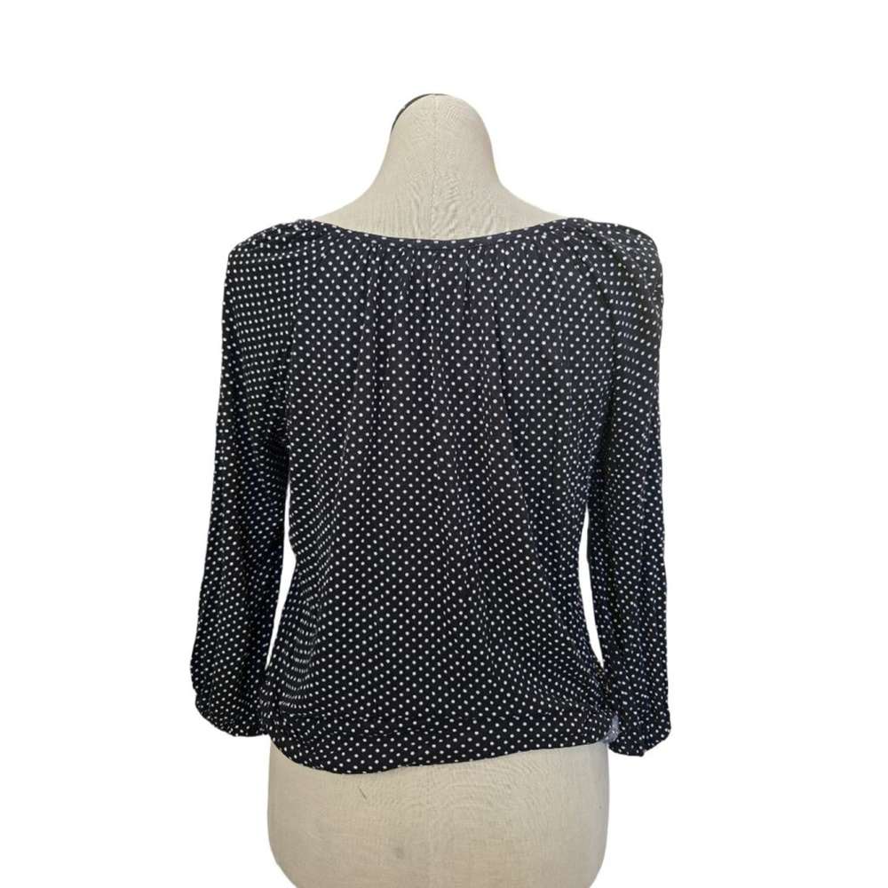 Michael Kors Black & White Polka Dot Elastic Waist Blouse M - Picture 3 of 6